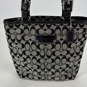 Coach Hampton “2008”‎ (F13077) Signature Canvas With Leather Trim Tote Bag NICE!